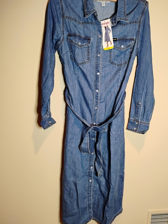 Wrangler Dresses & Skirts - Wrangler Light Blue Denim Long Sleeve Dress with Chest Pockets Size S